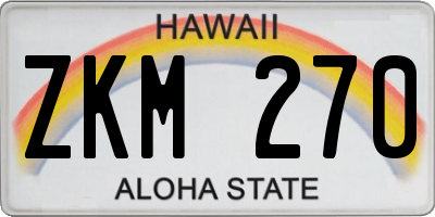 HI license plate ZKM270