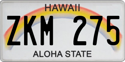 HI license plate ZKM275