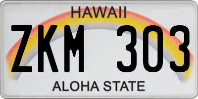 HI license plate ZKM303