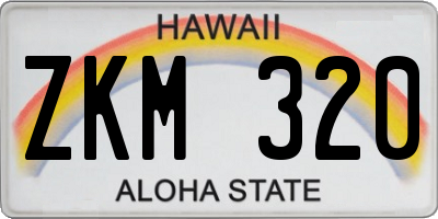 HI license plate ZKM320