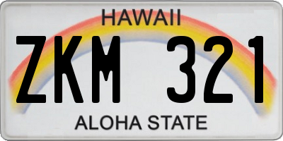 HI license plate ZKM321
