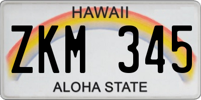 HI license plate ZKM345
