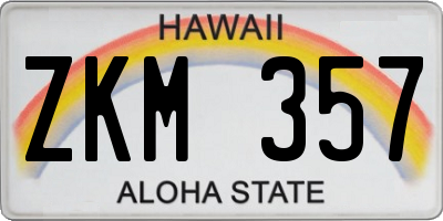 HI license plate ZKM357