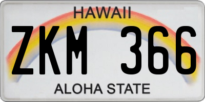 HI license plate ZKM366