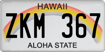 HI license plate ZKM367