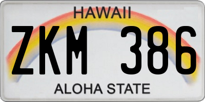 HI license plate ZKM386