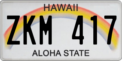 HI license plate ZKM417