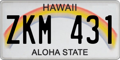 HI license plate ZKM431
