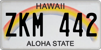 HI license plate ZKM442