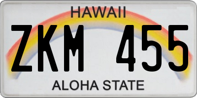 HI license plate ZKM455