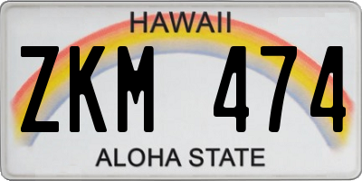 HI license plate ZKM474