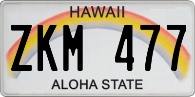 HI license plate ZKM477