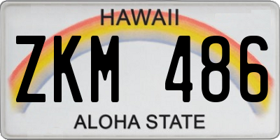 HI license plate ZKM486