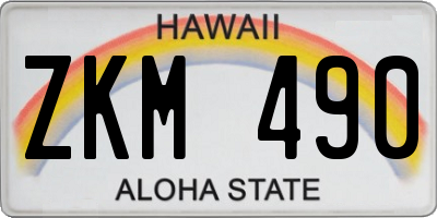 HI license plate ZKM490