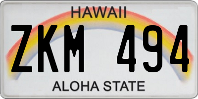 HI license plate ZKM494