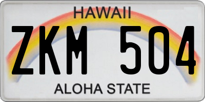 HI license plate ZKM504