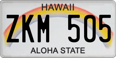 HI license plate ZKM505