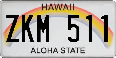 HI license plate ZKM511