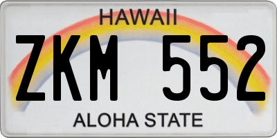 HI license plate ZKM552