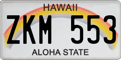 HI license plate ZKM553