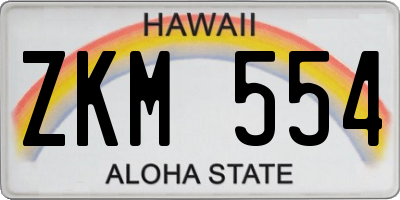 HI license plate ZKM554