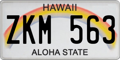 HI license plate ZKM563