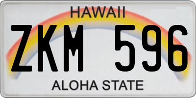 HI license plate ZKM596
