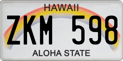 HI license plate ZKM598