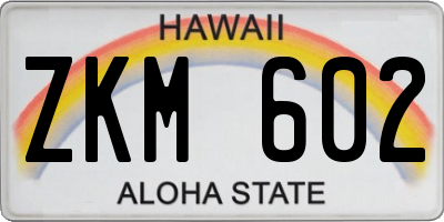 HI license plate ZKM602