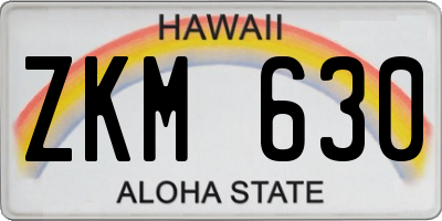 HI license plate ZKM630