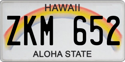 HI license plate ZKM652