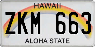 HI license plate ZKM663