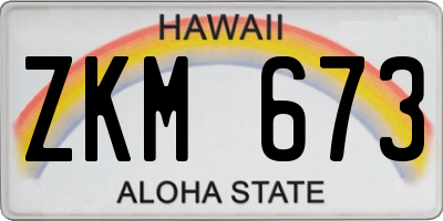 HI license plate ZKM673
