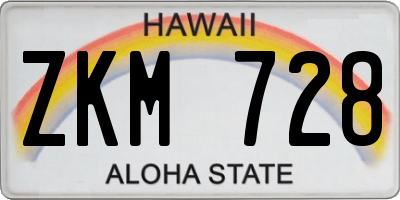 HI license plate ZKM728