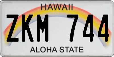 HI license plate ZKM744