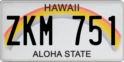 HI license plate ZKM751