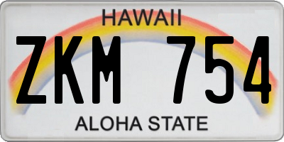 HI license plate ZKM754