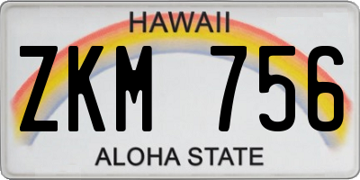 HI license plate ZKM756