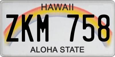 HI license plate ZKM758