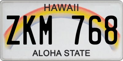 HI license plate ZKM768