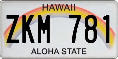 HI license plate ZKM781