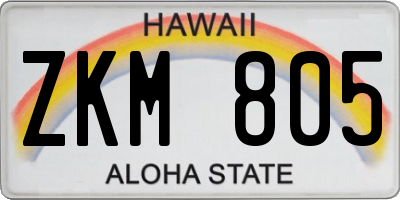 HI license plate ZKM805
