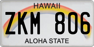 HI license plate ZKM806