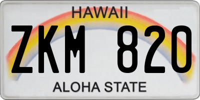 HI license plate ZKM820