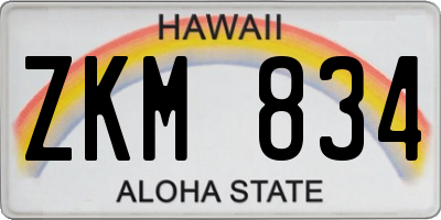 HI license plate ZKM834
