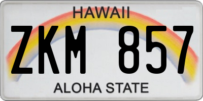 HI license plate ZKM857