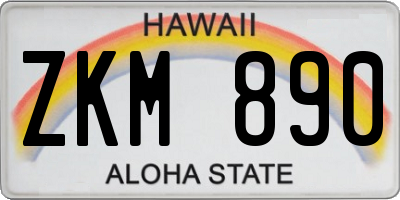 HI license plate ZKM890
