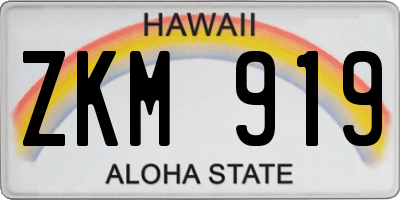 HI license plate ZKM919