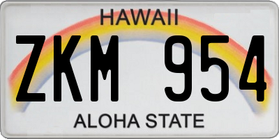 HI license plate ZKM954
