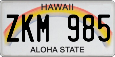 HI license plate ZKM985